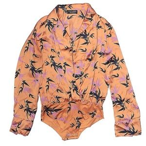 Zara Orange Floral Bodysuit